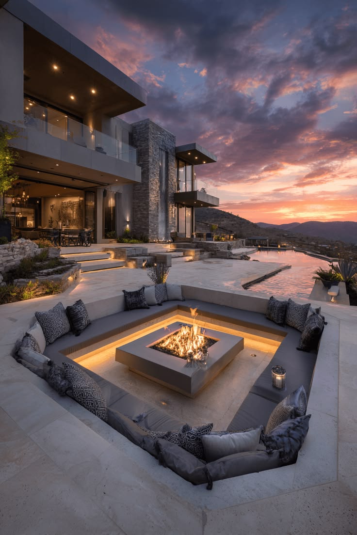 Home 25 sunken fire pit concepts for a luxe lounge feel